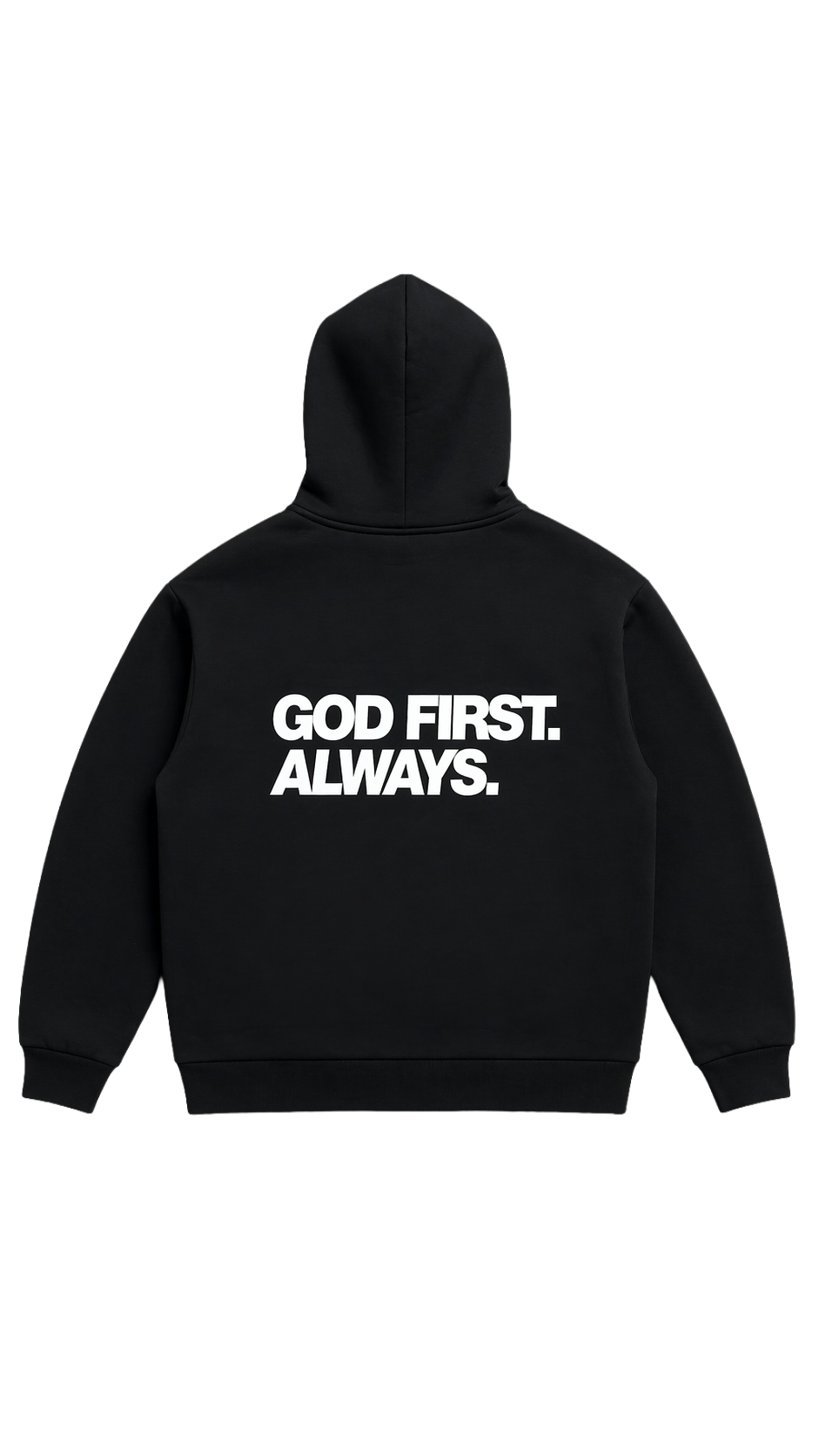 Christlicher Streetwear Hoodie mit der Aufschrift "God First Always"
