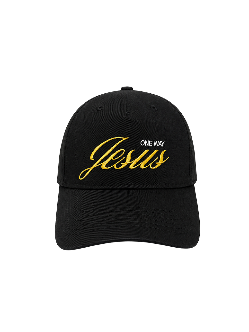 Christliche Cap in Schwarz mit der Aufschrift One Way Jesus von vorne