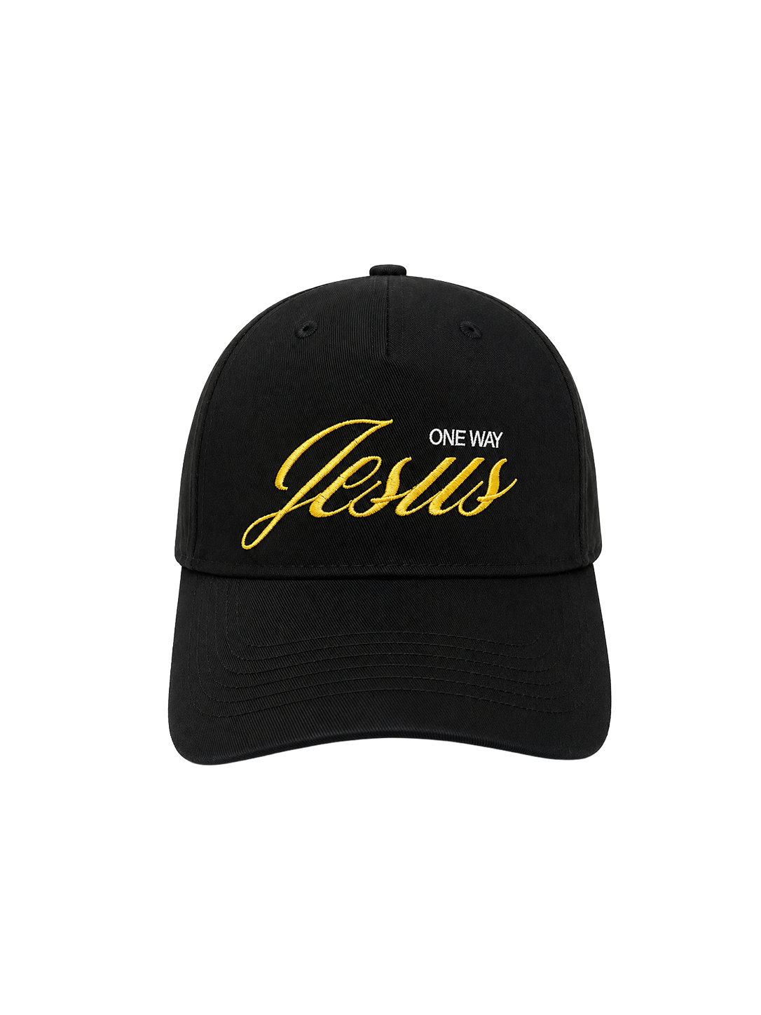Christliche Cap in Schwarz mit der Aufschrift One Way Jesus von vorne